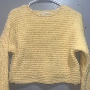 LA Hearts Yellow Textured Women's Cropped Sweater
